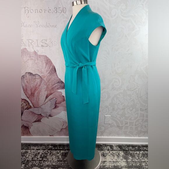 Maggy London Wrap Front Midi Length Dress Size 10 Like new - Picture 2 of 10